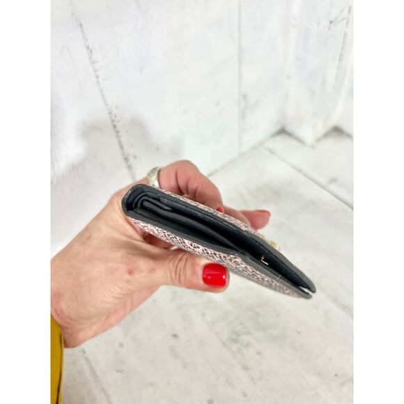 Jimmy Choo Myah Ballet Pink Lizard Print Leather Bi-fold Wallet With Jc Logo - Picture 10 of 11